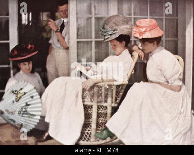 Edward Steichen auf dem Haus Boot Die Log Cabin Stockfoto