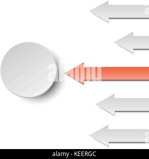 3D roten und grauen Pfeil Papier zu unterschreiben mit Kreis für Business-grafisches Konzept-design Stock Vektor