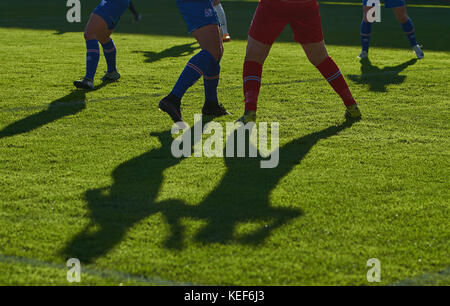 Wiesbaden, Deutschland. 20 Okt, 2017 Frauen-WM 2019 Qualifikation, Wiesbaden, 20. Oktober 2017 Symbolbild, Illustration, Funktion, Schatten von Spielern Beine Deutschland - Island 2-3 FUSSBALL FIFA Frauen-WM 2019 Qualifikation in Wiesbaden, Deutschland, 20. Oktober 2017 Credit: Peter Schatz/alamy leben Nachrichten Stockfoto