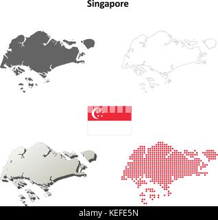 Singapur Übersichtskarte eingestellt Stock Vektor