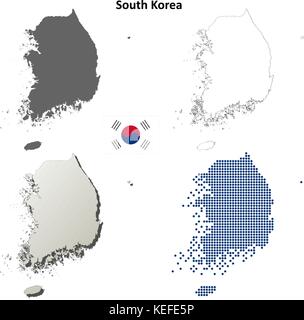 Südkorea Übersichtskarte eingestellt Stock Vektor