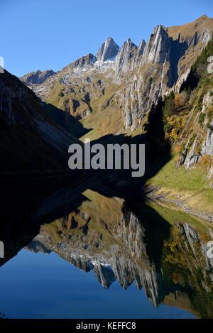 See Faehlen, Bollenwees, Alpstein, Kanton Appenzell Innerrhoden, Schweiz Stockfoto