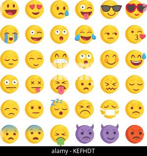 Großer Satz von 36 hochwertigen Vektor cartoonish Emoticons, in rauen Hand-Design gezeichnet Stil Stock Vektor