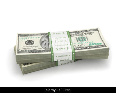Zwei Stapel von hundert Papier Dollarscheine Stockfoto