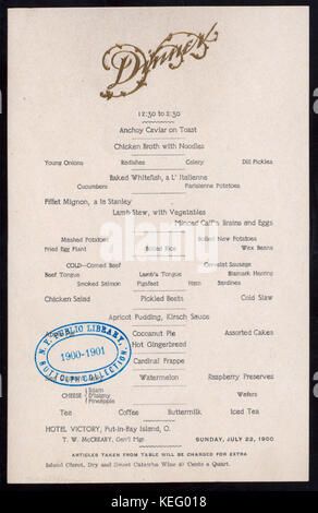 Abendessen (von) VICTORY HOTEL (at) PUT IN BAY ISLAND, OH (HOTEL ;) (NYPL Hades 274244 468519) Stockfoto