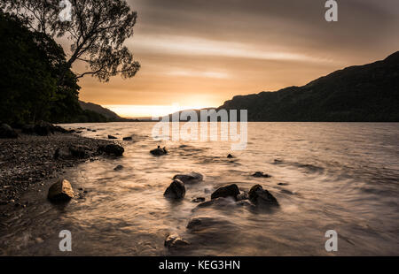 Goldene Stunde auf in Cumbria Ullswater Stockfoto