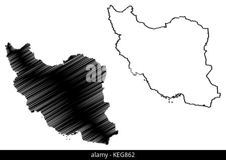 Iran Karte Vektor-illustration, kritzeln Skizze Iran Stock Vektor