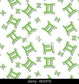 Green gemini Astronomie Symbol Symbol Muster auf weißem Hintergrund Stock Vektor
