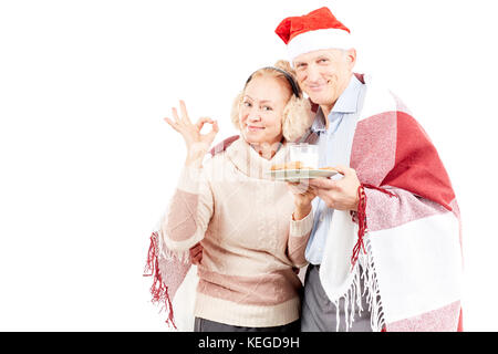 Seniorenpaar zu Weihnachten Stockfoto