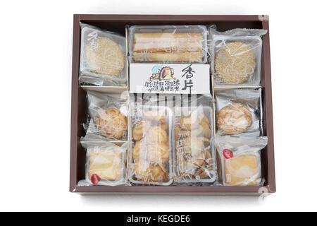 Eine Box mit verschiedenen Gebäck von Kee Wah Bäckerei Hong Kong Stockfoto