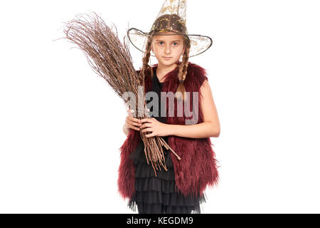 Kleines Mädchen in Halloween Kostüm Stockfoto