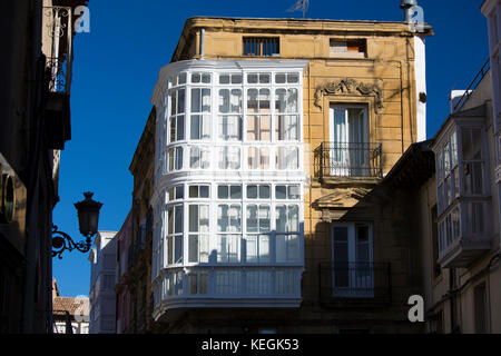 Traditionelle Architektur in der Stadt Haro in der Provinz La Rioja im Norden Spaniens Stockfoto