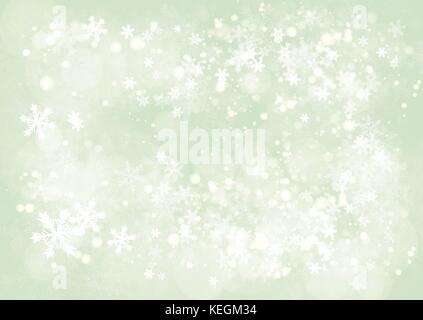 3 Vector green Gradient winter Papier Hintergrund mit den Schnee- und Schneeflocke Grenze Stock Vektor