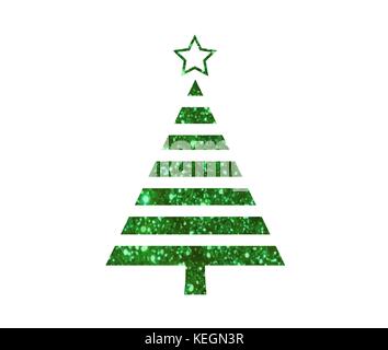 Die isolierte vector Grün glitter Weihnachtsbaum Flachbild-Symbol Stock Vektor