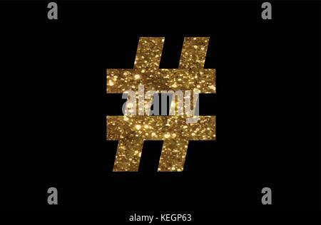 Der Vektor Luxus golden Glitter hashtag Symbol Stock Vektor