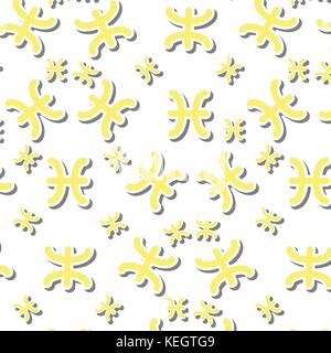 Gelbe fische Astronomie Symbol Symbol Muster auf weißem Hintergrund Stock Vektor