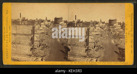 Suchen von Exchange von Fore Street, Custom House und das Rathaus in der Entfernung, von John S. Soule 10 Stockfoto