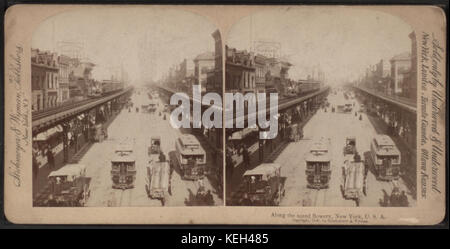 Entlang der bekannten Bowery, New York, U. S. A, aus Robert N. Dennis Sammlung von stereoskopischen Ansichten Stockfoto