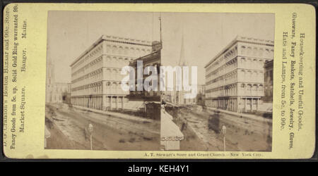 A.T. Stewart's Store und Grace Church, New York City, von Robert N. Dennis Sammlung von stereoskopische Ansichten Stockfoto