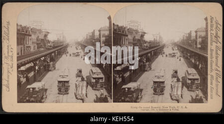 Entlang der bekannten Bowery, New York, U. S. A, aus Robert N. Dennis Sammlung von stereoskopischen Ansichten 2 Stockfoto