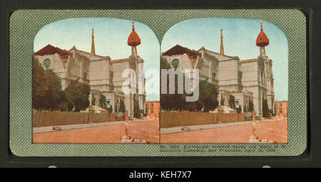 Erdbeben zerstörte Türme und Mauern von St. Dominic Kathedrale, San Francisco, 18. April 1906, aus Robert N. Dennis Sammlung von stereoskopischen Ansichten Stockfoto