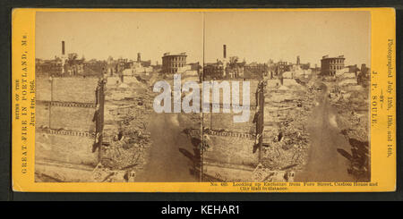 Suchen von Exchange von Fore Street, Custom House und das Rathaus in der Entfernung, von John S. Soule 8. Stockfoto