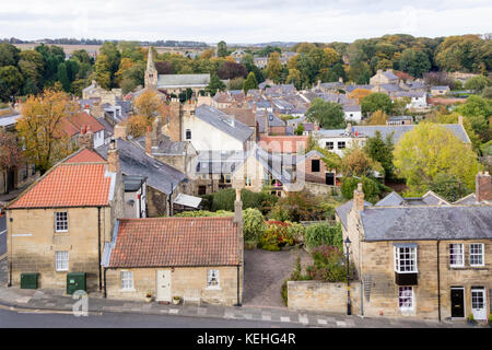 Die historische Northumbrian Stadt Warkworth, Northumberland, England, Großbritannien Stockfoto