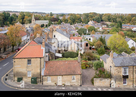 Die historische Northumbrian Stadt Warkworth, Northumberland, England, Großbritannien Stockfoto