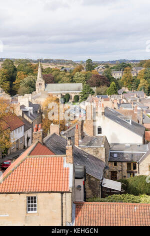 Die historische Northumbrian Stadt Warkworth, Northumberland, England, Großbritannien Stockfoto