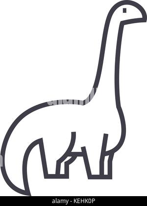 Dinosaurier, diplodocus Vektor Symbol Leitung, Zeichen, Abbildung auf Hintergrund, editierbare Anschläge Stock Vektor