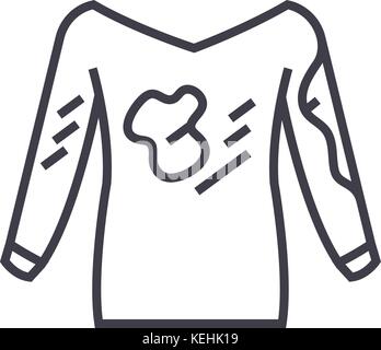 Schmutzige Kleidung, Hoodie, Wäscherei, Fleckentfernung vektor Symbol Leitung, Zeichen, Abbildung auf Hintergrund, editierbare Anschläge Stock Vektor