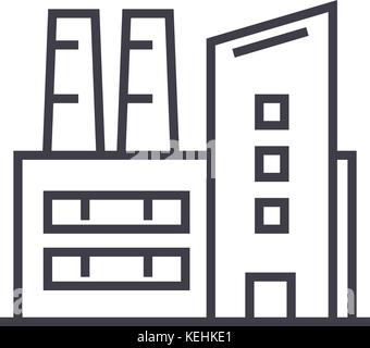 Fabrik, Industrieanlage vektor Symbol Leitung, Zeichen, Abbildung auf Hintergrund, editierbare Anschläge Stock Vektor