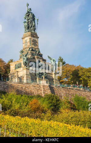 Rüdesheim am Rhein, Weinbaustadt in Deutschland, Niederwald-Denkmal Stockfoto