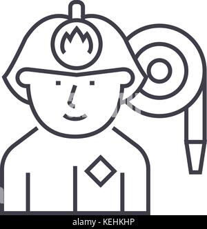Feuerwehrmann vektor Symbol Leitung, Zeichen, Abbildung auf Hintergrund, editierbare Anschläge Stock Vektor