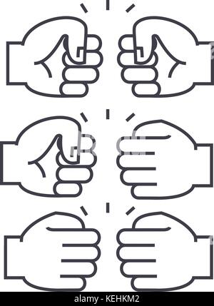 Fist bump vector Symbol Leitung, Zeichen, Abbildung auf Hintergrund, editierbare Anschläge Stock Vektor