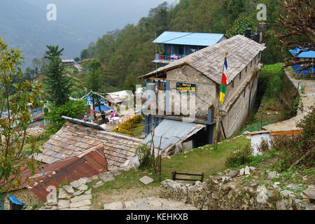 Hotel Trekker Inn, Ghandruk, Annapurna region, Nepal. Stockfoto