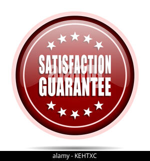 Zufriedenheitsgarantie Rot glänzende runde Web Icon. Kreis isoliert die Taste 'Internet für Webdesign und smartphone Anwendungen. Stockfoto