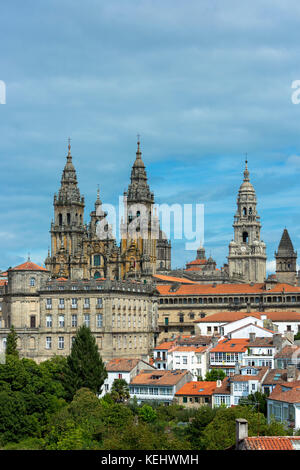 Catedral de Santiago de Compostela, römisch-katholische Kathedrale, Stadtbild vom Alameda Park, Galicien, Nordspanien Stockfoto