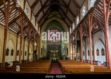 Innenansicht der Römisch-katholischen Kirche von St. Monica's Priory, Hoxton London Stockfoto