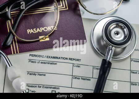 Grundlegende Medizin Elemente ins Ausland zu reisen, konzeptionelle Bild Stockfoto