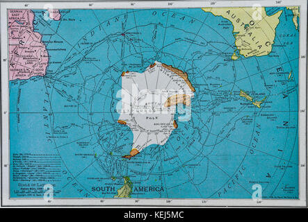 Mcnally antike Karte 1911 - Südpol - Antarktis Stockfoto