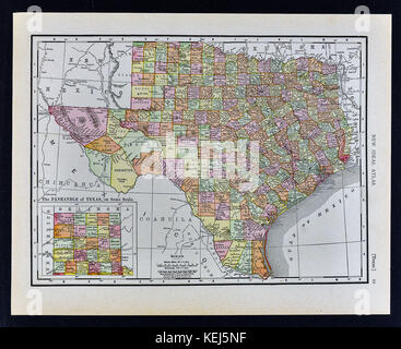 1911 mcnally Karte - Texas - Austin Houston san antonio Dallas Fort Worth Denton Stockfoto