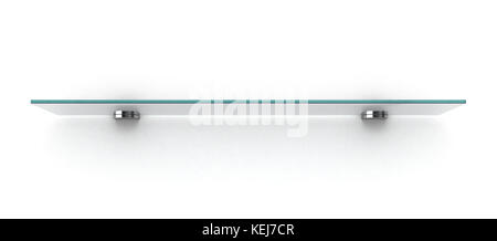 Leere Glas Regal auf weiße Wand isoliert Stockfoto