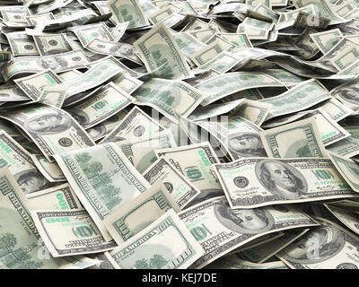 Hundert Dollar anhäufen als Hintergrund. Stockfoto