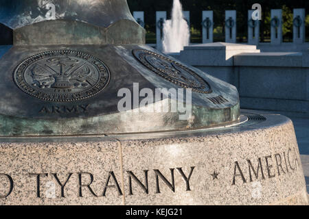 Einzelheiten zu den Nationalen 2. Weltkrieg Memorial, die National Mall, Washington DC, USA Stockfoto