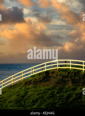 Zaun am Cliffs of Moher, County claire Irland Stockfoto