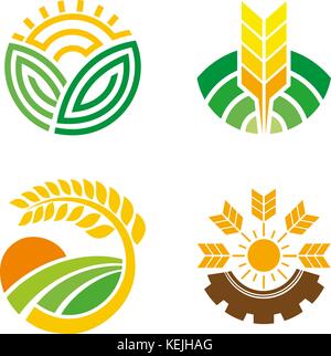 Design der Landwirtschaft Logos. Farbe Logo auf weissem Hintergrund. natürliches Produkt unterzeichnen. farm Symbolsatz. Vector Illustration Stock Vektor