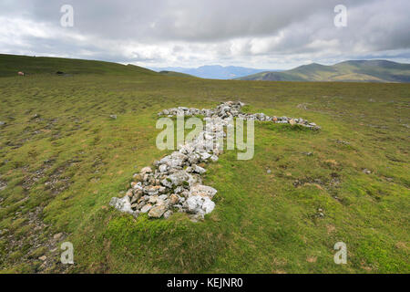 Das weiße Kreuz Gedenkstätte auf Blencathra fiel, Nationalpark Lake District, Cumbria County, England, Großbritannien Stockfoto