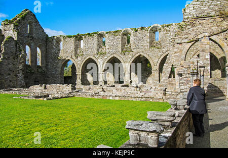 Die Ruinen der Jerpoint Abbey, Kilkenny, Irland, einem mittelalterlichen Zisterzienserabtei, zerstört bei der Auflösung der Klöster unter Henry die Acht Stockfoto