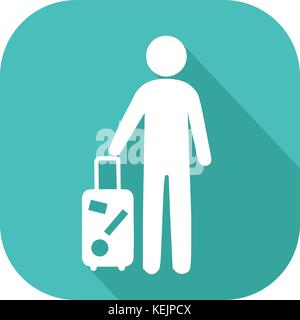 Das Symbol einer Person mit einem Koffer für eine Geschäftsreise oder einen Urlaub Abreise Stock Vektor